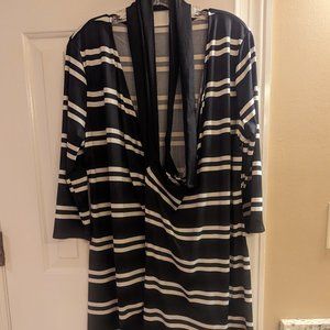 Lularoe Michelle Wrap Dress Size Medium Black with White Stripes